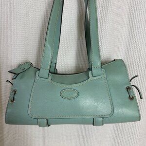 TOD's Baguette Shoulder Bag Blue Pebbled Leather Y2K READ